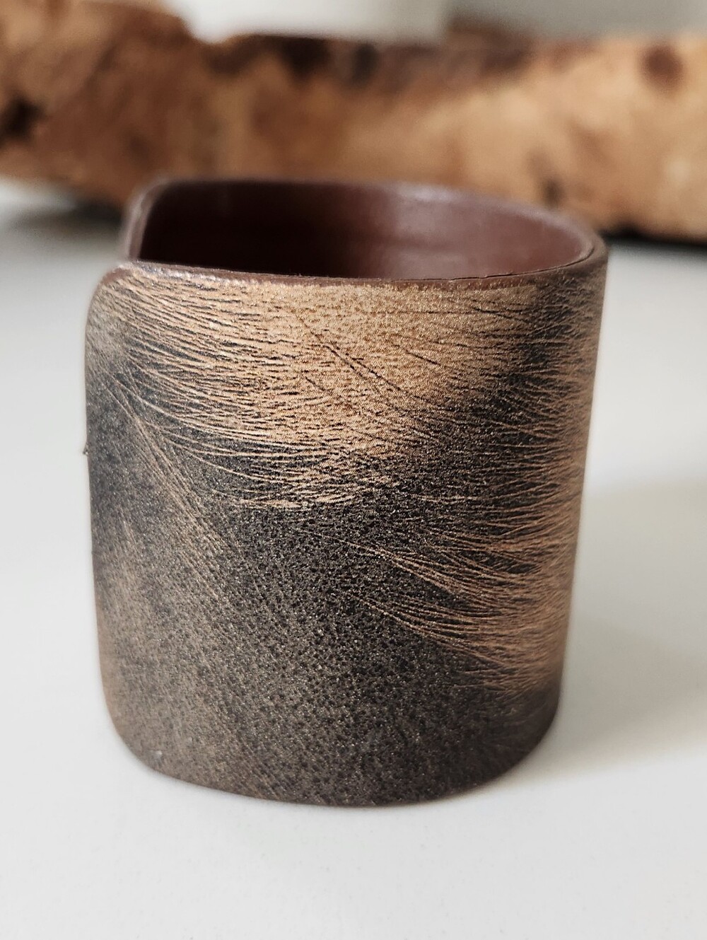 Distressed Faux Leather Cuff Bracelet
